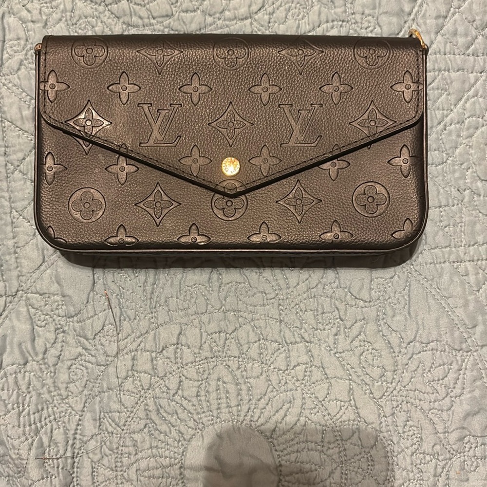 Louis Vuitton Brown Monogram Wristlet with Gold Hardware